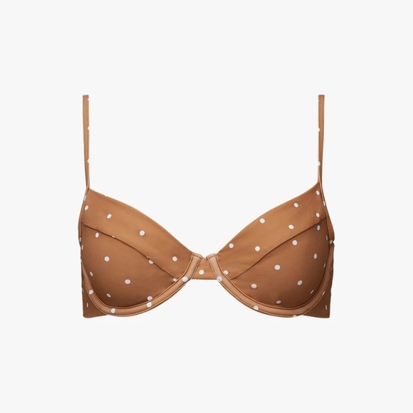WeWoreWhat Other - WeWoreWhat Mix and Match Brown Polka Dot Bikini Top and Cream Bottoms
